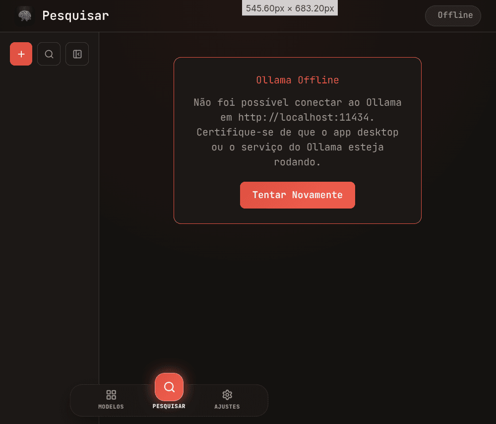 Chat · sem modelo conectado · janela nativa